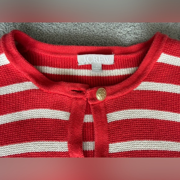 J Crew Emilie Striped Lady Jacket Cardigan Sweater Sz Sm Golden Buttons Preppy - Picture 14 of 17
